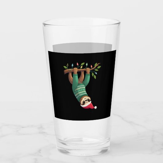 Cute Xmas Sloth Santa Hat Christmas Sloth - Tree L Glas (Vorderseite)