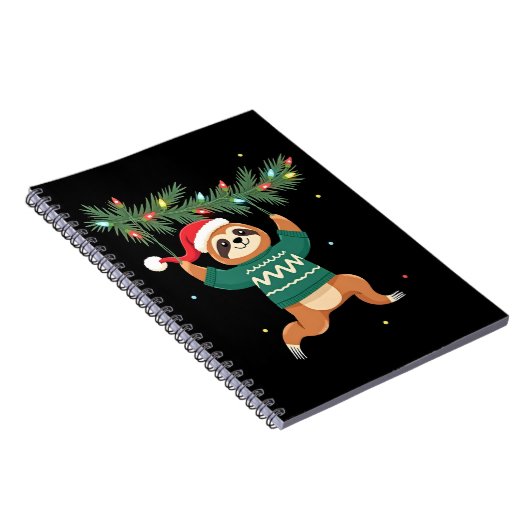 Cute Xmas Sloth Santa Hat Christmas Sloth - Tree L Notizblock (Rechte Seite)