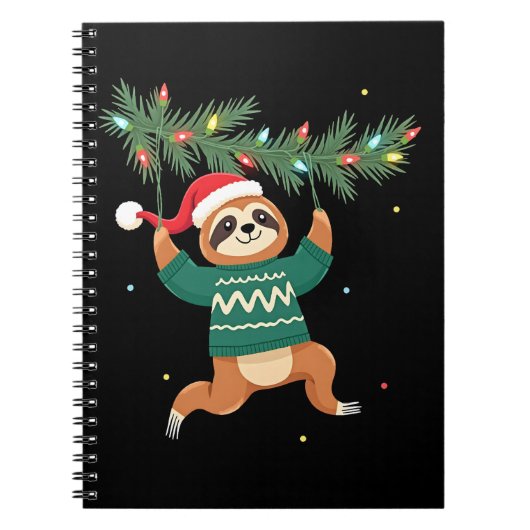 Cute Xmas Sloth Santa Hat Christmas Sloth - Tree L Notizblock (Vorderseite)