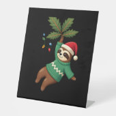 Cute Xmas Sloth Santa Hat Christmas Sloth - Tree L Sockelschild (Vorderseite)