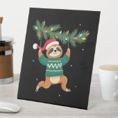 Cute Xmas Sloth Santa Hat Christmas Sloth - Tree L Sockelschild (In Situ)