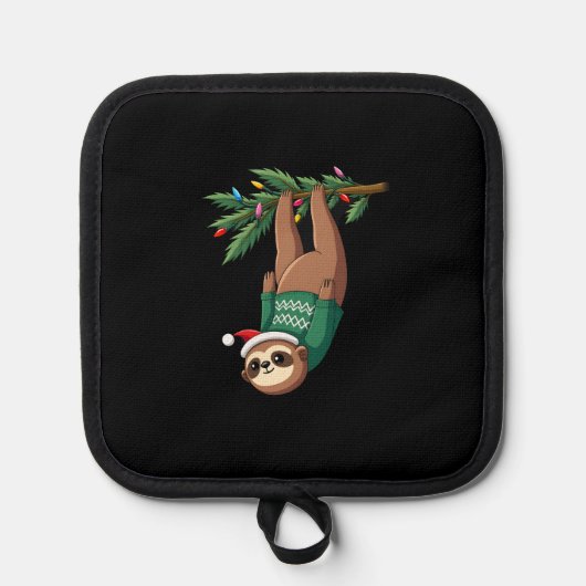 Cute Xmas Sloth Santa Hat Christmas Sloth - Tree L Topflappen (Vorderseite)