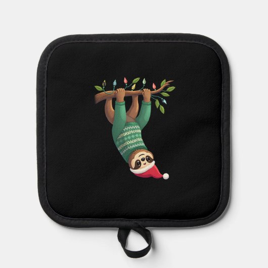 Cute Xmas Sloth Santa Hat Christmas Sloth - Tree L Topflappen (Vorderseite)