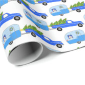 Cute Xmas Trailers RVs Trucks Blue Christmas Geschenkpapier (Rolleneckpunkt)