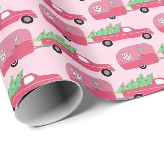 Cute Xmas Trailers RVs Trucks Christmas Holiday  Geschenkpapier (Rolleneckpunkt)