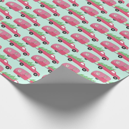 Cute Xmas Trailers RVs Trucks Christmas Holiday Geschenkpapier (Ecke)