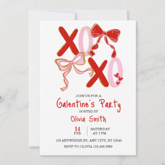 cute xo Galentine’s Day invitation, girly invite Einladung