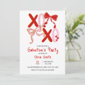 cute xo Galentine’s Day invitation, girly invite Einladung (Stehend Vorderseite)