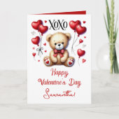 Cute XOXO Bear with Heart Balloons Feiertagskarte (Vorderseite)