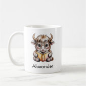 Cute Yak Reading a Book Custom Kaffeetasse (Links)