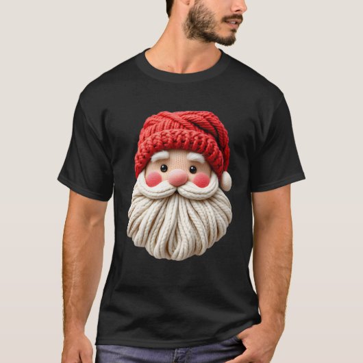 Cute Yarn Santa Christmas Face T-Shirt (Vorderseite)