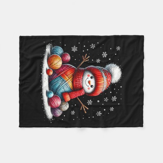 Cute Yarn Snowman Quilter Christmas Crochet Knitti Fleecedecke (Vorderseite (Horizontal))