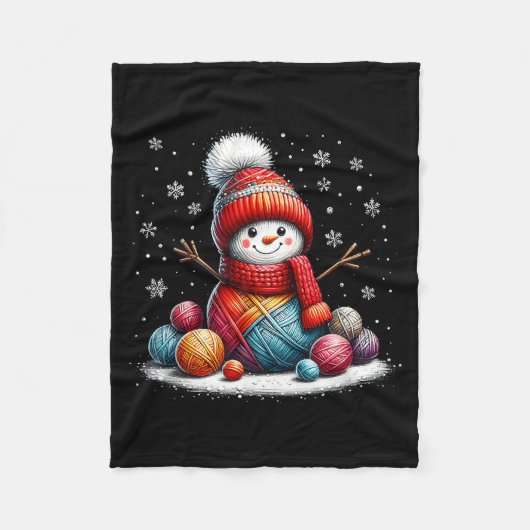 Cute Yarn Snowman Quilter Christmas Crochet Knitti Fleecedecke (Vorderseite)
