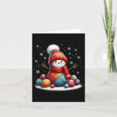 Cute Yarn Snowman Quilter Christmas Crochet Knitti Karte (Vorderseite)