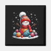 Cute Yarn Snowman Quilter Christmas Crochet Knitti Magnet (Vorne)