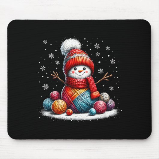 Cute Yarn Snowman Quilter Christmas Crochet Knitti Mousepad (Vorne)