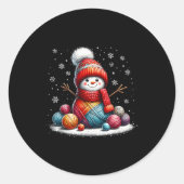 Cute Yarn Snowman Quilter Christmas Crochet Knitti Runder Aufkleber (Vorderseite)