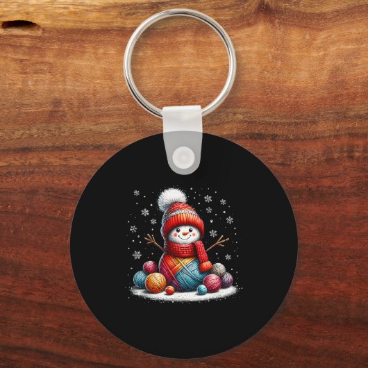 Cute Yarn Snowman Quilter Christmas Crochet Knitti Schlüsselanhänger (Vorderseite)