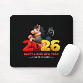 Cute Year Of The Horse -black Fun Happy Lunar New Mousepad (Mit Mouse)