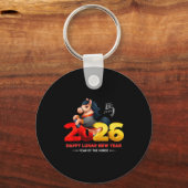 Cute Year Of The Horse -black Fun Happy Lunar New Schlüsselanhänger (Vorderseite)