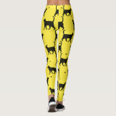 Cute Yellow And black Animal Pet Dots Cat Pattern  Leggings (Rückseite)