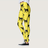 Cute Yellow And black Animal Pet Dots Cat Pattern  Leggings (Links)