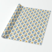 Cute, yellow and blue floral Wrapping Paper Geschenkpapier (Ungerollt)