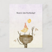 Cute Yellow Baby Bird With Balloon Invitation Brie Postkarte (Vorderseite)