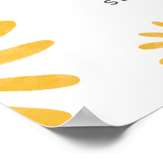 Cute Yellow Bee Sunflower First Bee-day Welcome Poster (Ecke)