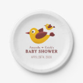 Cute Yellow Bird Baby Shower Paper Plates Pappteller (Vorderseite)