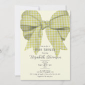 Cute Yellow Bow Gender Neutral Baby Shower Einladung (Vorderseite)