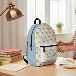 Cute yellow Bows Floral Initial Backpack Bedruckter Rucksack