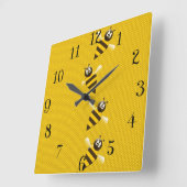 Cute Yellow Brown Abstract Honey Bees Pattern Quadratische Wanduhr (Winkel)