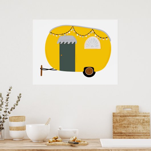 Cute Yellow Caravan Poster (Küche)
