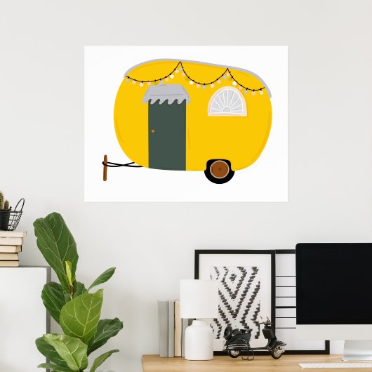 Cute Yellow Caravan Poster (Heimbüro)