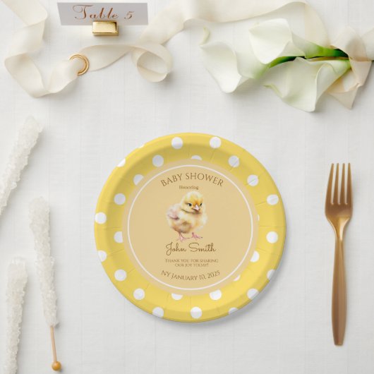 Cute yellow chick baby shower  pappteller (Hochzeit)