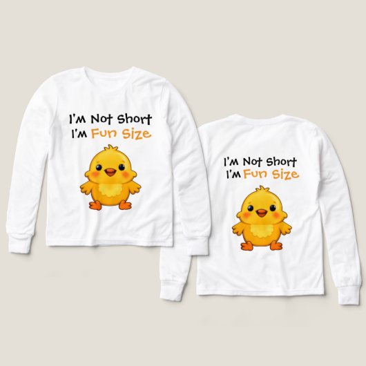 Cute Yellow Chick Fun Size Quote Design (Design Vorderseite & Rückseite)