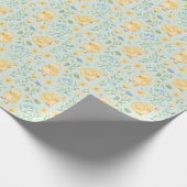 Cute Yellow Chicks and Flowers Pattern Geschenkpapier (Ecke)