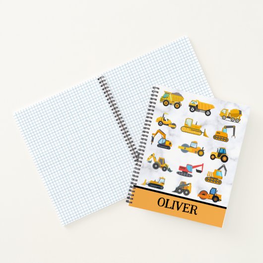 Cute Yellow Construction Vehicles Notizblock (Innenseite)