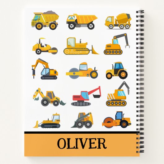 Cute Yellow Construction Vehicles Notizblock (Rückseite)