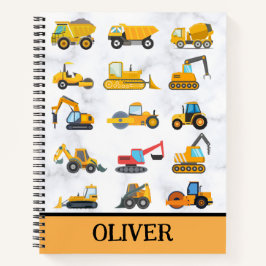 Cute Yellow Construction Vehicles Notizblock