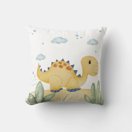 Cute Yellow Dinosaur Nursery Throw Pillow Gender Kissen (Vorderseite)