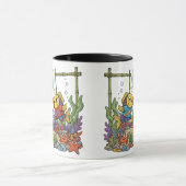 Cute Yellow Fish Playing Bubble Sports Ocean Kids  Tasse (Zentrum)
