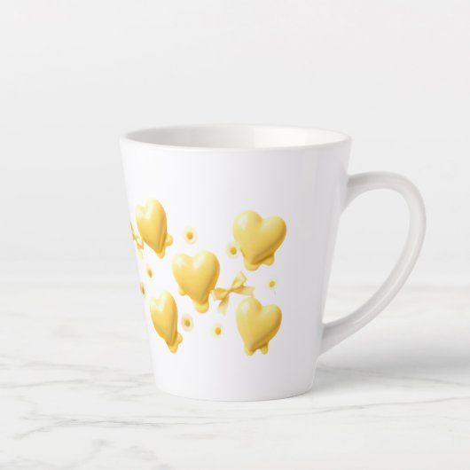 Cute Yellow Hearts Mug - Sweet Candy Love Pattern Milchtasse (Rechts)