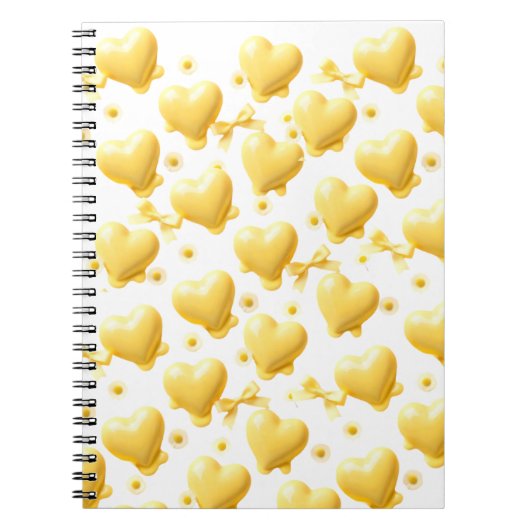 Cute Yellow Hearts Pattern Spiral Notebook Notizblock (Vorderseite)