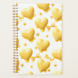 Cute Yellow Hearts Planner - Sweet Candy Daily Planer