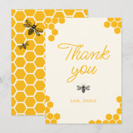 Cute Yellow Honeycomb Mommy to Bee Baby Shower Dankeskarte
