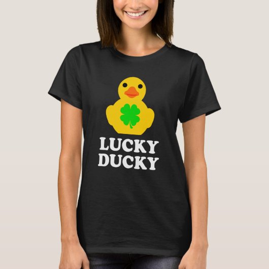 Cute Yellow Rubber Duck Four Leaf C St Patrick's D T-Shirt (Vorderseite)