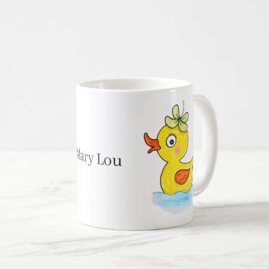 Cute Yellow Rubber Duck with Clover Hat Custom Kaffeetasse (VorderseiteRechts)