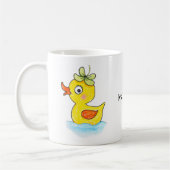 Cute Yellow Rubber Duck with Clover Hat Custom Kaffeetasse (Links)